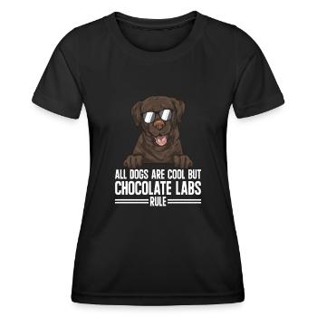 Schoko Brauner Labrador Retriever Hund - Frauen Funktions-T-Shirt - Schwarz - Vorne - AI Model Female 172 light (172cm)