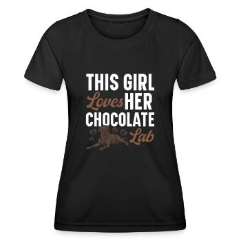 Chien Labrador Retriever Brun Chocolat - T-shirt sport Femme - noir - Devant - AI Model Female 172 light (172cm)