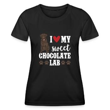 Chien Labrador Retriever brun chocolat - T-shirt sport Femme - noir - Devant - AI Model Female 172 light (172cm)