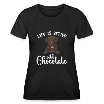 Chien Labrador Retriever brun chocolat - T-shirt sport Femme - noir - Devant - AI Model Female 172 light (172cm)
