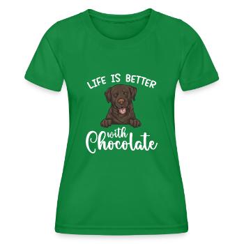 Schoko Brauner Labrador Retriever Hund - Frauen Funktions-T-Shirt - Kelly Green - Vorne - AI Model Female 172 dark (172cm)