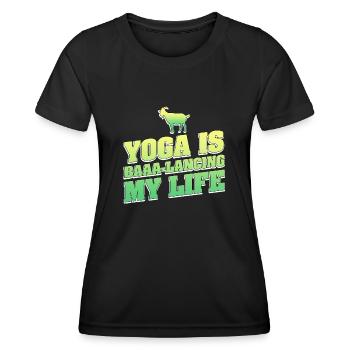 Yoga de la chèvre Équilibrer ma vie - T-shirt sport Femme - noir - Devant - AI Model Female 172 light (172cm)