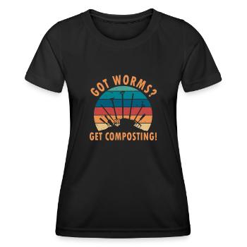 Wurmfarmer Wurmkompost Niedliche Männer Frauen - Frauen Funktions-T-Shirt - Schwarz - Vorne - AI Model Female 172 light (172cm)