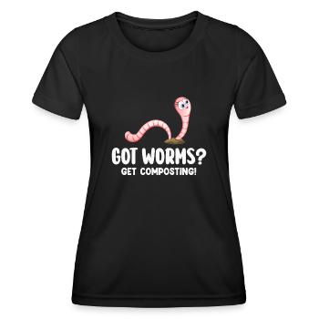 Wurmfarmer Wurmkompost Niedliche Männer Frauen - Frauen Funktions-T-Shirt - Schwarz - Vorne - AI Model Female 172 light (172cm)