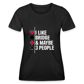 Cadeau pour le jeu de cartes Bridge - T-shirt sport Femme - noir - Devant - AI Model Female 172 light (172cm)