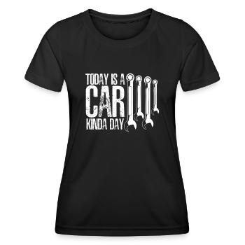 Mécanicien Voiture Homme Moteur Combustion - T-shirt sport Femme - noir - Devant - AI Model Female 172 light (172cm)