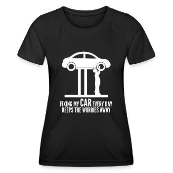 Tuning Car Guy Mechanic Engine - Frauen Funktions-T-Shirt - Schwarz - Vorne - AI Model Female 172 light (172cm)