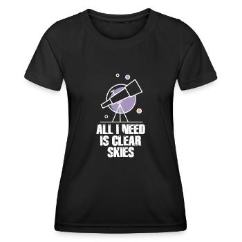 Astrophotography Astronomy Space Camera: - Women's Functional T-Shirt - black - Front - AI Model Female 172 light (172cm)