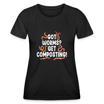 Wurmfarmer Wurmkompost Niedliche Männer Frauen - Frauen Funktions-T-Shirt - Schwarz - Vorne - AI Model Female 172 light (172cm)
