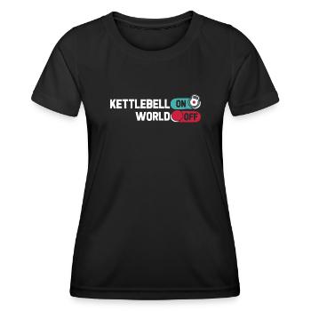 Kettlebell Kettlebell On World Off - Women's Functional T-Shirt - black - Front - AI Model Female 172 light (172cm)