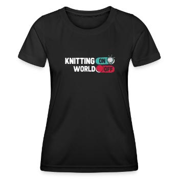 Tricot frappé sur World Off - T-shirt sport Femme - noir - Devant - AI Model Female 172 light (172cm)