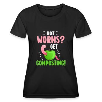 Vermicompost Fermier Vermicompost Mignon Hommes Femmes - T-shirt sport Femme - noir - Devant - AI Model Female 172 light (172cm)