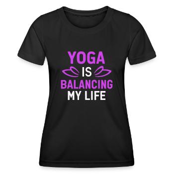 Le yoga équilibre ma vie - T-shirt sport Femme - noir - Devant - AI Model Female 172 light (172cm)