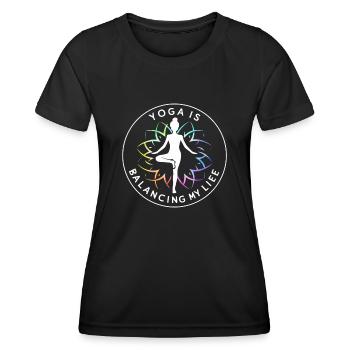 Le yoga équilibre ma vie - T-shirt sport Femme - noir - Devant - AI Model Female 172 light (172cm)