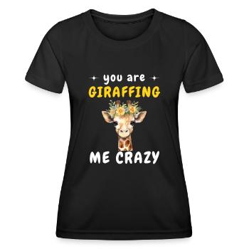 Girafe Tu me girafes FOU - T-shirt sport Femme - noir - Devant - AI Model Female 172 light (172cm)