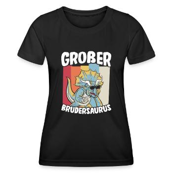 Großer Bruder Geschenk Brudersaurus T Rex Dino Bru - Frauen Funktions-T-Shirt - Schwarz - Vorne - AI Model Female 172 light (172cm)
