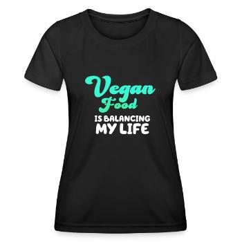 La nourriture végétalienne équilibre ma vie - T-shirt sport Femme - noir - Devant - AI Model Female 172 light (172cm)