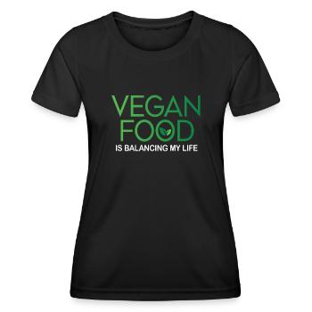 Veganes Essen bringt mein Leben in Einklang - Frauen Funktions-T-Shirt - Schwarz - Vorne - AI Model Female 172 light (172cm)