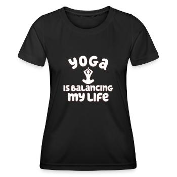 Yoga balanciert mein Leben - Frauen Funktions-T-Shirt - Schwarz - Vorne - AI Model Female 172 light (172cm)