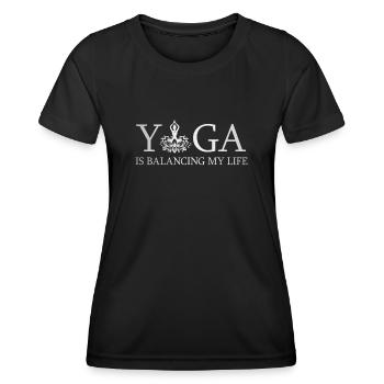 Le yoga équilibre ma vie - T-shirt sport Femme - noir - Devant - AI Model Female 172 light (172cm)