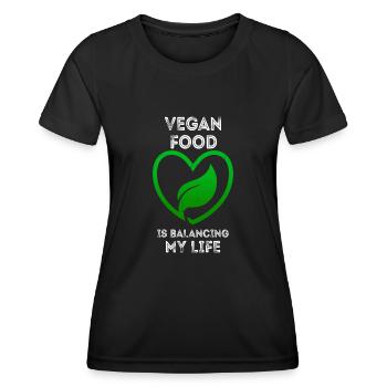 Veganes Essen bringt mein Leben in Einklang - Frauen Funktions-T-Shirt - Schwarz - Vorne - AI Model Female 172 light (172cm)