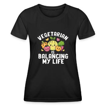 Végétarien Équilibrer ma vie - T-shirt sport Femme - noir - Devant - AI Model Female 172 light (172cm)