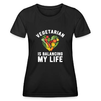 Végétarien Équilibrer ma vie - T-shirt sport Femme - noir - Devant - AI Model Female 172 light (172cm)