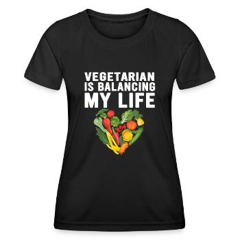 Végétarien Équilibrer ma vie - T-shirt sport Femme - noir - Devant - AI Model Female 172 light (172cm)