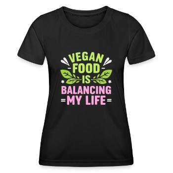Veganes Essen bringt mein Leben in Einklang - Frauen Funktions-T-Shirt - Schwarz - Vorne - AI Model Female 172 light (172cm)