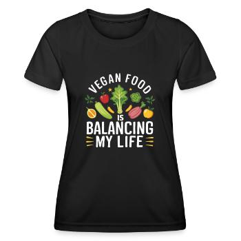 La nourriture végétalienne équilibre ma vie - T-shirt sport Femme - noir - Devant - AI Model Female 172 light (172cm)