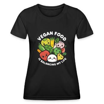 Vegan Food Is Balancing My Life - Women's Functional T-Shirt - black - Front - AI Model Female 172 light (172cm)