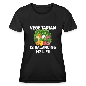 Végétarien Équilibrer ma vie - T-shirt sport Femme - noir - Devant - AI Model Female 172 light (172cm)