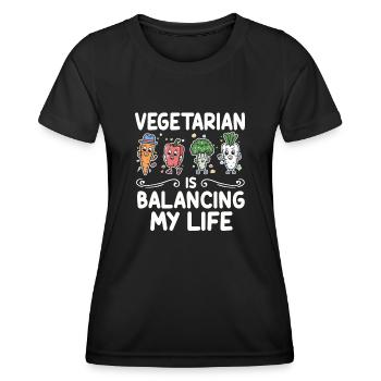 Végétarien Équilibrer ma vie - T-shirt sport Femme - noir - Devant - AI Model Female 172 light (172cm)