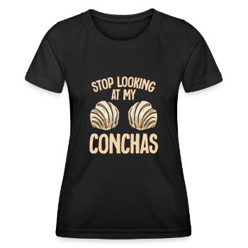 Concha Hispanic Mexikanisch Pan Dulce - Frauen Funktions-T-Shirt - Schwarz - Vorne - AI Model Female 172 light (172cm)