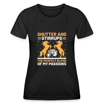 Horse Photography Horseback Riding Horses Hobby Ph - Women's Functional T-Shirt - black - Front - AI Model Female 172 light (172cm)