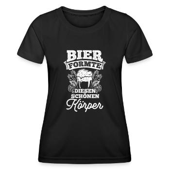 Bier Formte Diesen Schönen Körper Saufen Party Bie - Frauen Funktions-T-Shirt - Schwarz - Vorne - AI Model Female 172 light (172cm)