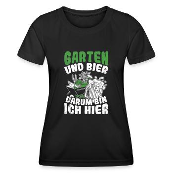 Garten Und Bier Darum Bin Ich Hier Sauftour Bier G - Frauen Funktions-T-Shirt - Schwarz - Vorne - AI Model Female 172 light (172cm)