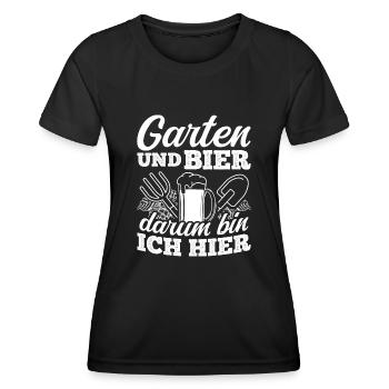Garten Und Bier Darum Bin Ich Hier Saufen Garten B - Frauen Funktions-T-Shirt - Schwarz - Vorne - AI Model Female 172 light (172cm)