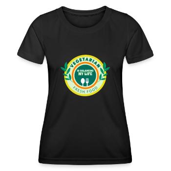Végétarien Équilibrer ma vie - T-shirt sport Femme - noir - Devant - AI Model Female 172 light (172cm)