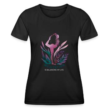 Meditation balanciert mein Leben aus - Frauen Funktions-T-Shirt - Schwarz - Vorne - AI Model Female 172 light (172cm)