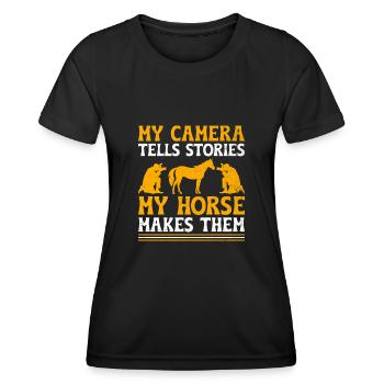 Horse Photography Horseback Riding Horses Hobby Ph - Women's Functional T-Shirt - black - Front - AI Model Female 172 light (172cm)