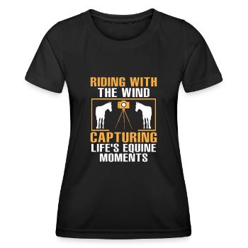 Photographie de cheval Équitation Chevaux Hobby Ph - T-shirt sport Femme - noir - Devant - AI Model Female 172 light (172cm)