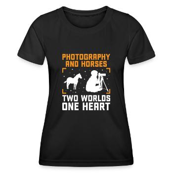 Photographie de cheval Équitation Chevaux Hobby Ph - T-shirt sport Femme - noir - Devant - AI Model Female 172 light (172cm)