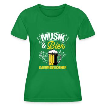 Music & Beer That's why I'm here Booze Drinking Tour Bi - Women's Functional T-Shirt - kelly green - Front - AI Model Female 172 dark (172cm)