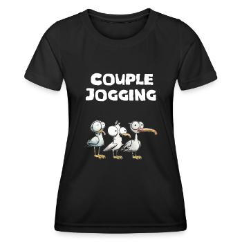 Jogging en couple - T-shirt sport Femme - noir - Devant - AI Model Female 172 light (172cm)