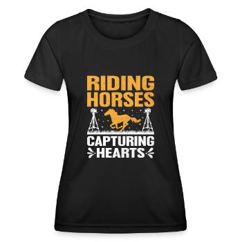 Photographie de cheval Équitation Chevaux Hobby Ph - T-shirt sport Femme - noir - Devant - AI Model Female 172 light (172cm)