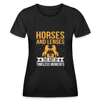 Photographie de cheval Équitation Chevaux Hobby Ph - T-shirt sport Femme - noir - Devant - AI Model Female 172 light (172cm)