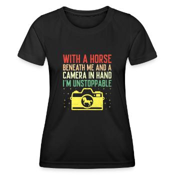 Horse Photography Horseback Riding Horses Hobby Ph - Women's Functional T-Shirt - black - Front - AI Model Female 172 light (172cm)