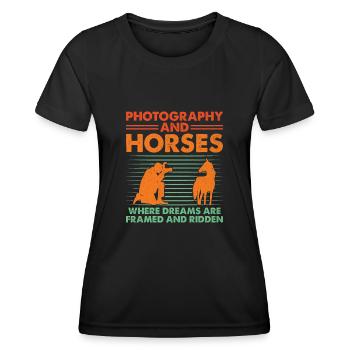 Photographie de cheval Équitation Chevaux Hobby Ph - T-shirt sport Femme - noir - Devant - AI Model Female 172 light (172cm)
