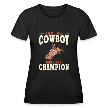 Bullenreiter Rodeo Western Cowboy Bull Riding - Frauen Funktions-T-Shirt - Schwarz - Vorne - AI Model Female 172 light (172cm)